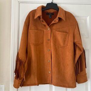 Forever 21 Faux Suede Fringed Jacket SZ S NEW XLNT
